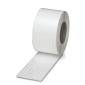 Toilettenpapierrolle mit einem Blatt herausgezogen, auf einem weißen Hintergrund.