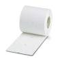 Eine Rolle Toilettenpapier, teilweise abgewickelt, liegt auf einem weißen Hintergrund.