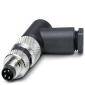 Stecker in L-Form, Metall und Kunststoff, mit vier Pins.