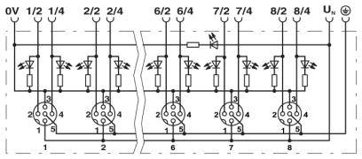 Phoenix Contact SACB-8/16-L-PT SCO P 1412060 Sensor/Aktorbox aktiv M12-Verteiler mit Kunststoffgewinde 1 St.