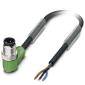 Phoenix Contact M12 Sensorleitung PVC 3-polig Stift gewinkelt A-Kodierung, Länge 5,0 Meter tiefschwarz RAL 9005, Kabel