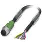 Phoenix Contact M12 Sensorleitung PVC 8-polig Stift gerade A-Kodierung, Länge 10,0 Meter tiefschwarz RAL 9005, Kabel