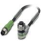 Phoenix Contact M8/M12 Verbindungsleitung mit LED 1xStift/1xBuchse gerade/gewink. 3/3-pol. A-Kodierung, 24V, 4A,
