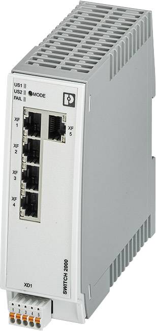Industrieswitch mit mehreren Ethernet-Ports, kennzeichnet durch robuste Bauweise. Geeignet für den Einsatz in industriellen Netzwerken.