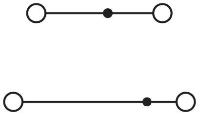 Diagramm mit zwei parallelen Linien: Oben eine Linie mit jeweils einem verbundenen Punkt an jedem Ende und einem in der Mitte, unten ähnlich geformt.