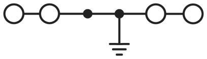 Elektrisches Schaltkreissymbol zeigt eine Busverbindung mit fünf Knoten und einer Erdungsverbindung unter dem mittleren Knoten.
