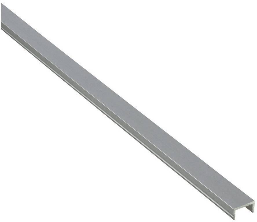 Ein langer, silberner Aluminium-U-Kanal wird schräg von der rechten unteren zur linken oberen Ecke dargestellt.