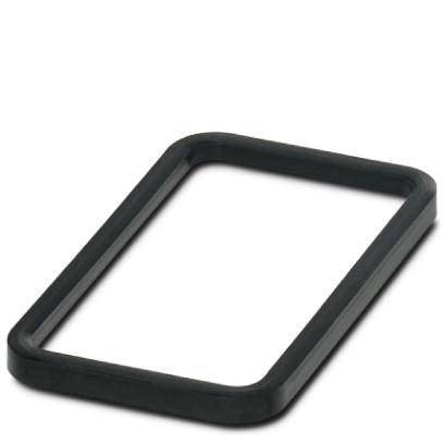 Rechteckiger schwarzer Gummirahmen auf weißem Hintergrund.