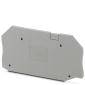 Graues elektrisches Schaltschrank-Zubehörteil mit rechteckiger Form und mehreren Befestigungspunkten, wahrscheinlich eine Abdeckplatte.