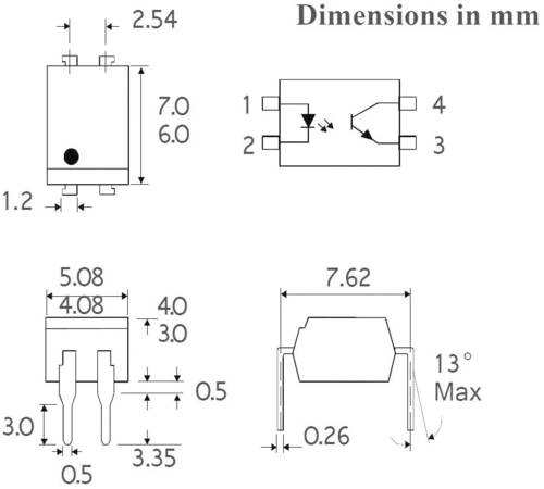 Isocom Components Optokoppler Phototransistor ISP817BX DIP-4 Transistor DC