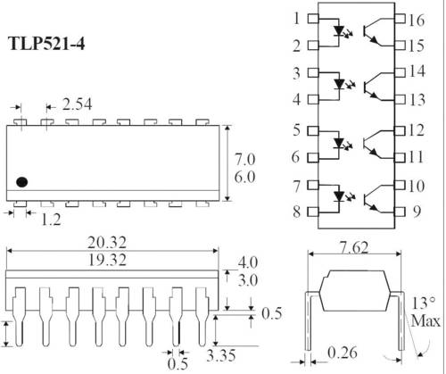Isocom Components Optokoppler Phototransistor TLP521-4GB DIP-16 Transistor DC