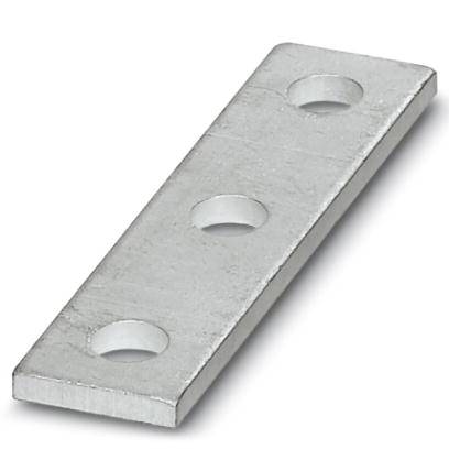 Metallplatte mit drei Löchern in gleichmäßigen Abständen.