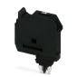 Ein schwarzes, quadratisches Gerät mit einem kleinen Anschluss an der unteren Seite, möglicherweise ein elektronischer Sensor oder Adapter.
