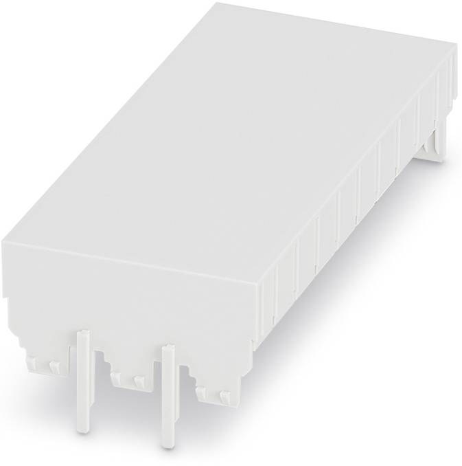 Ein weißer elektronischer Steckverbindergehäuseteil mit rechteckiger Form und mehreren Anschlusspins.