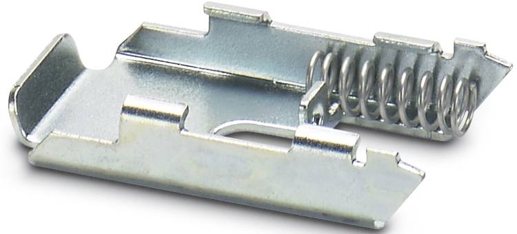 Metallklammer mit Federmechanismus, dient zur Befestigung von Kabeln oder Drähten.