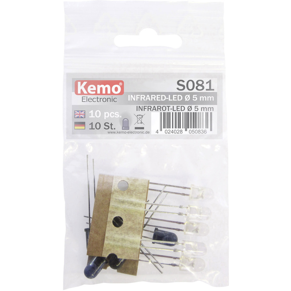 Kemo S081 Assortiment de LEDs 870 nm, 925 nm 5 mm sortie radiale