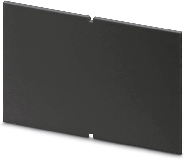 Eine schwarze, rechteckige Abdeckplatte aus Kunststoff mit einer Aussparung in der Mitte, geeignet für industrielle Anwendungen.