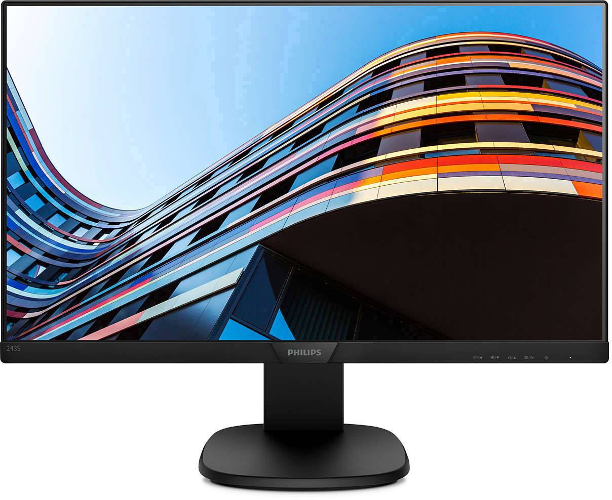 Philips Monitore 243S7EHMB/00 LCD-Monitor EEK E (A - G) 61 cm (24 Zoll) 1920 x 1080 Pixel 16:9 5 ms HDMI®, VGA, Audio-Line-in, Kopfhörer-Buchse IPS