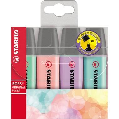 STABILO Textmarker STABILO BOSS® ORIGINAL PASTELL 70/4-2 Verschiedenfarbig sortiert 2 mm, 5 mm 4 St.
