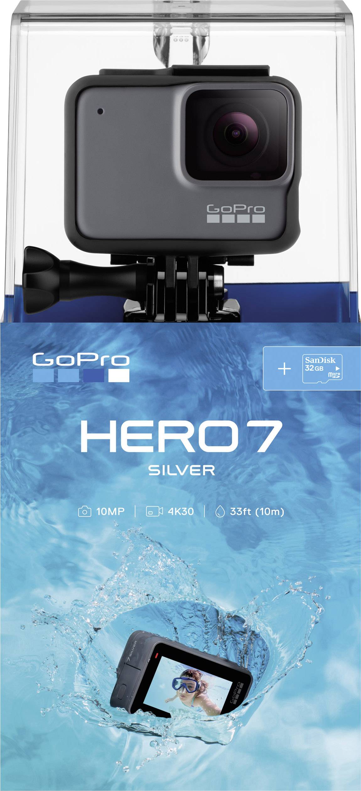 GoPro HERO 7 Silver Action Cam 4K, GPS, Touch-Screen, Wasserfest