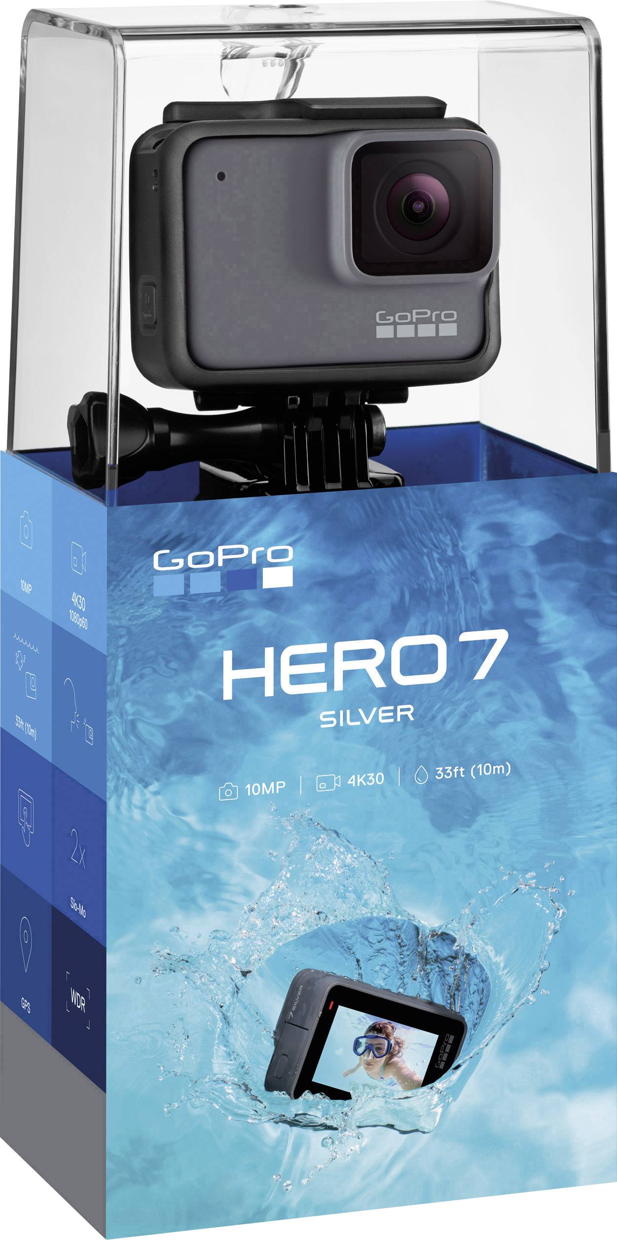 GoPro HERO 7 Silver Action Cam 4K, GPS, Touch-Screen, Wasserfest