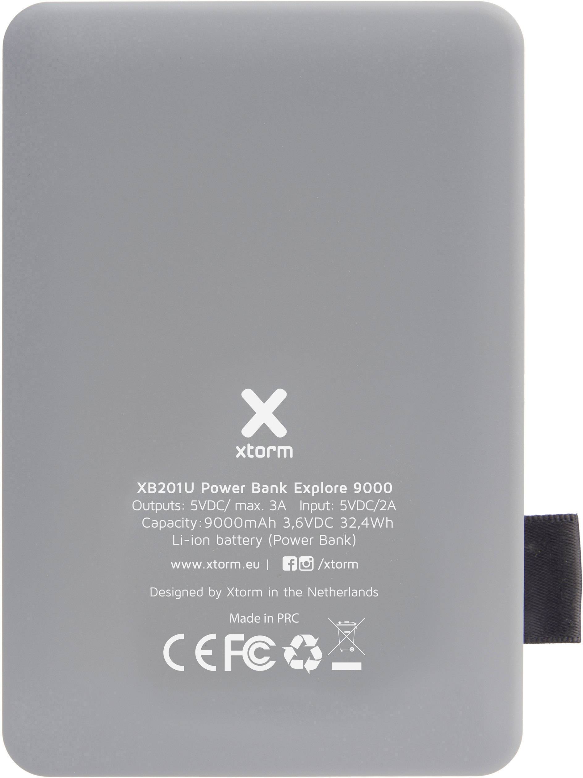 Xtorm by A-Solar Explore Micro-USB Powerbank 9000 mAh Quick Charge 3.0 Li-Ion Grau, Weiß Statusanze