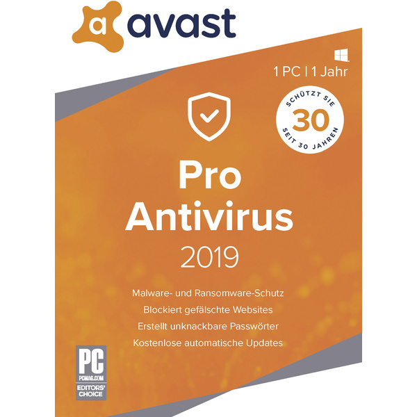 avast PRO Anti Virus 2019 Vollversion, 1 Lizenz Windows Antivirus