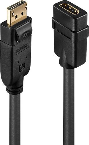 LINDY 41005 Adapterkabel [1x DisplayPort Stecker - 1x HDMI-Buchse] Schwarz 15.00cm