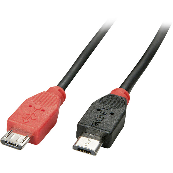 LINDY USB-Kabel USB 2.0 USB-Micro-B Stecker, USB-Micro-B Stecker 0.50m Schwarz 31758