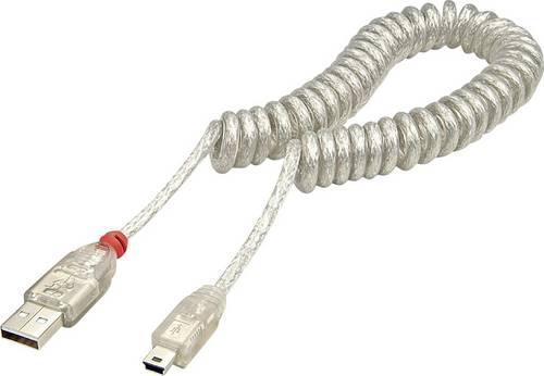 LINDY USB-Kabel USB 2.0 USB-A Stecker, USB-Mini-B Stecker 2.00m Transparent