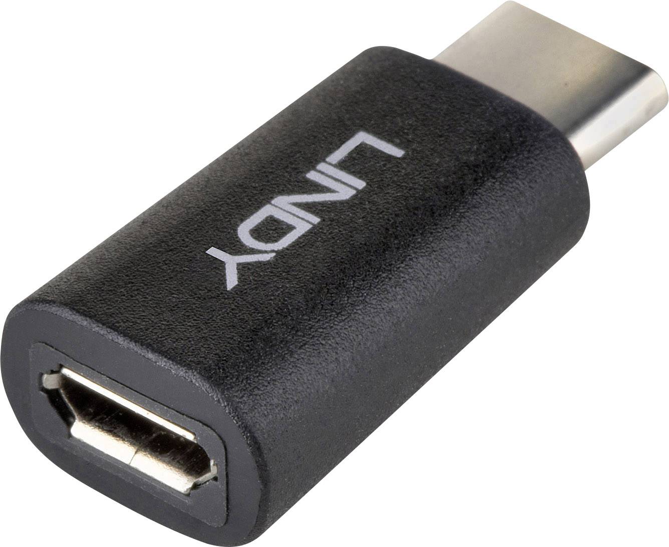 Ein schwarzer USB-C-Adapter mit USB-A-Port, geeignet für den Anschluss von USB-A-Geräten an USB-C-Ports.