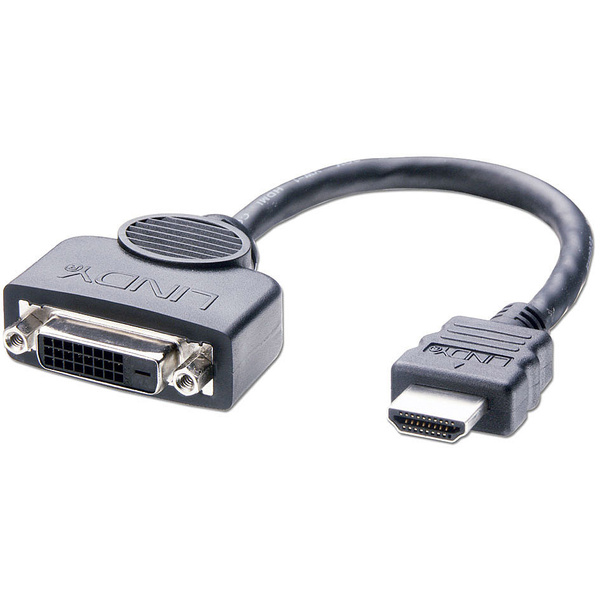 LINDY HDMI / DVI Adapterkabel HDMI-A Stecker, DVI-D 24+1pol. Buchse 0.20m Schwarz 41227 HDMI-Kabel