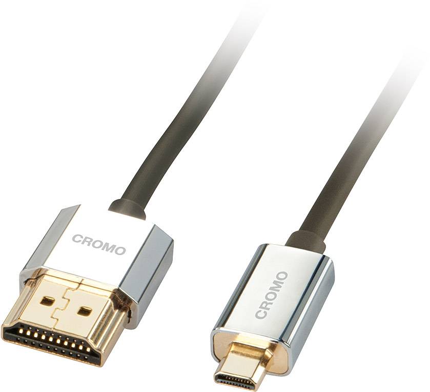 LINDY HDMI Anschlusskabel HDMI-A Stecker, HDMI-Micro-D Stecker 2.00 m Schwarz 41682 HDMI-Kabel