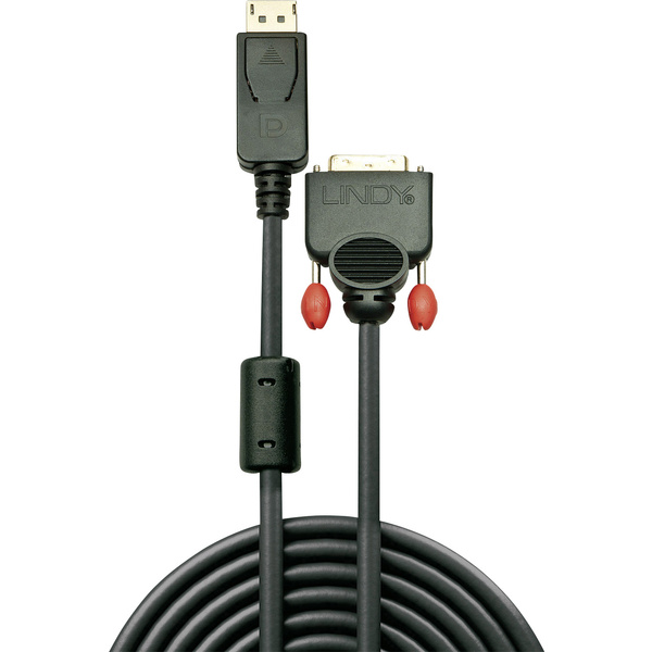 LINDY DisplayPort / DVI Adapterkabel DisplayPort Stecker, DVI-D 24+1pol. Stecker 5.00m Schwarz 41493 DisplayPort-Kabel