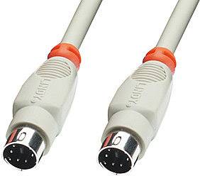Zwei graue DIN-Stecker mit orangenen Markierungen an den Enden.