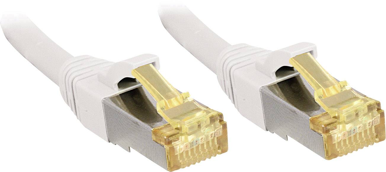 Zwei Netzwerkkabel mit RJ-45-Steckern, die in Computernetzwerken für die Datenübertragung verwendet werden.
