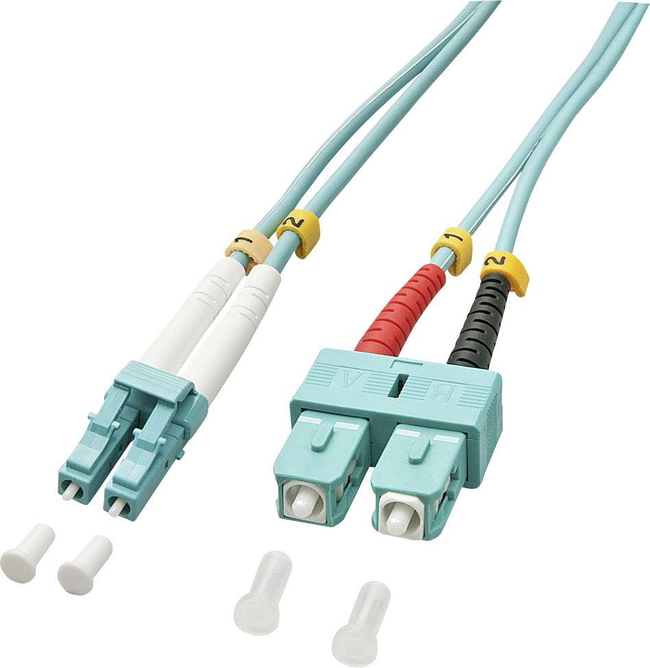 LINDY 46392 Glasfaser LWL Anschlusskabel [1x LC-Stecker - 1x SC-Stecker] 50/125 µ Multimode OM3 3.00 m