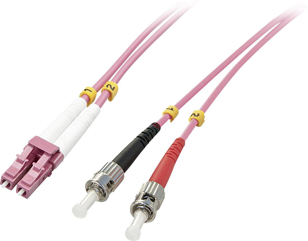 LINDY 46352 Glasfaser LWL Anschlusskabel 3.00 m Pink [1x LC-Stecker - 1x ST-Stecker] 50/125 µ Multimode OM4