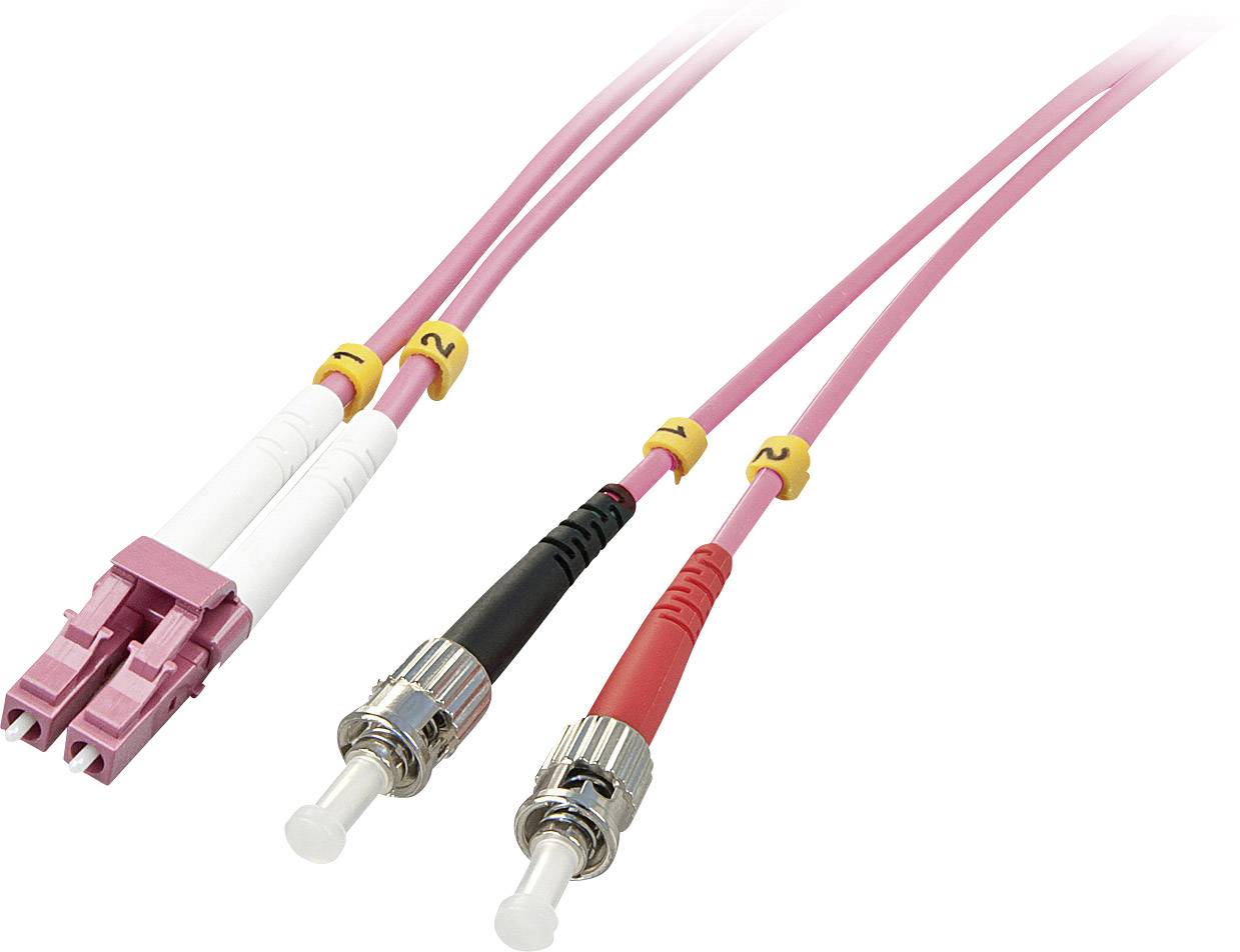 LINDY 46354 Glasfaser LWL Anschlusskabel 10.00 m Pink [1x LC-Stecker - 1x ST-Stecker] 50/125 µ Multimode OM4