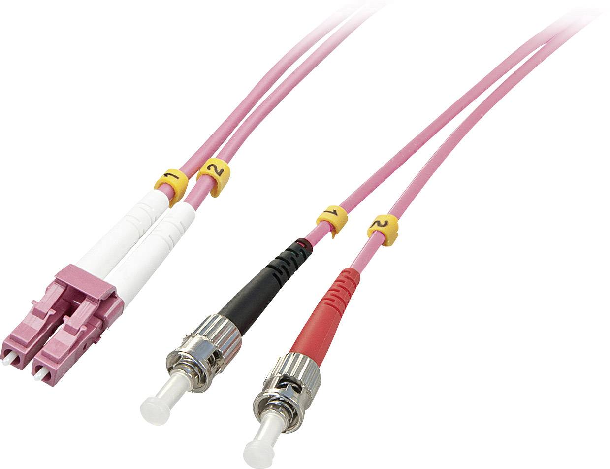 LINDY 46350 Glasfaser LWL Anschlusskabel 1.00 m Pink [1x LC-Stecker - 1x ST-Stecker] 50/125 µ Multimode OM4