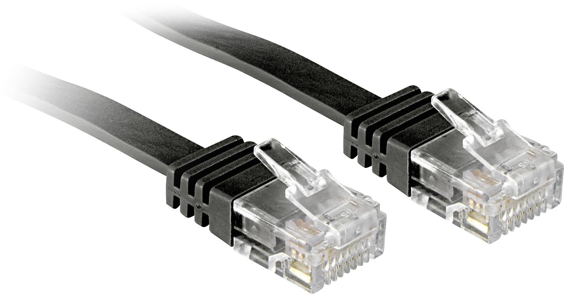 LINDY 47520 RJ45 Netzwerkkabel, Patchkabel CAT 6 U/UTP 0.30m Schwarz mit Rastnasenschutz