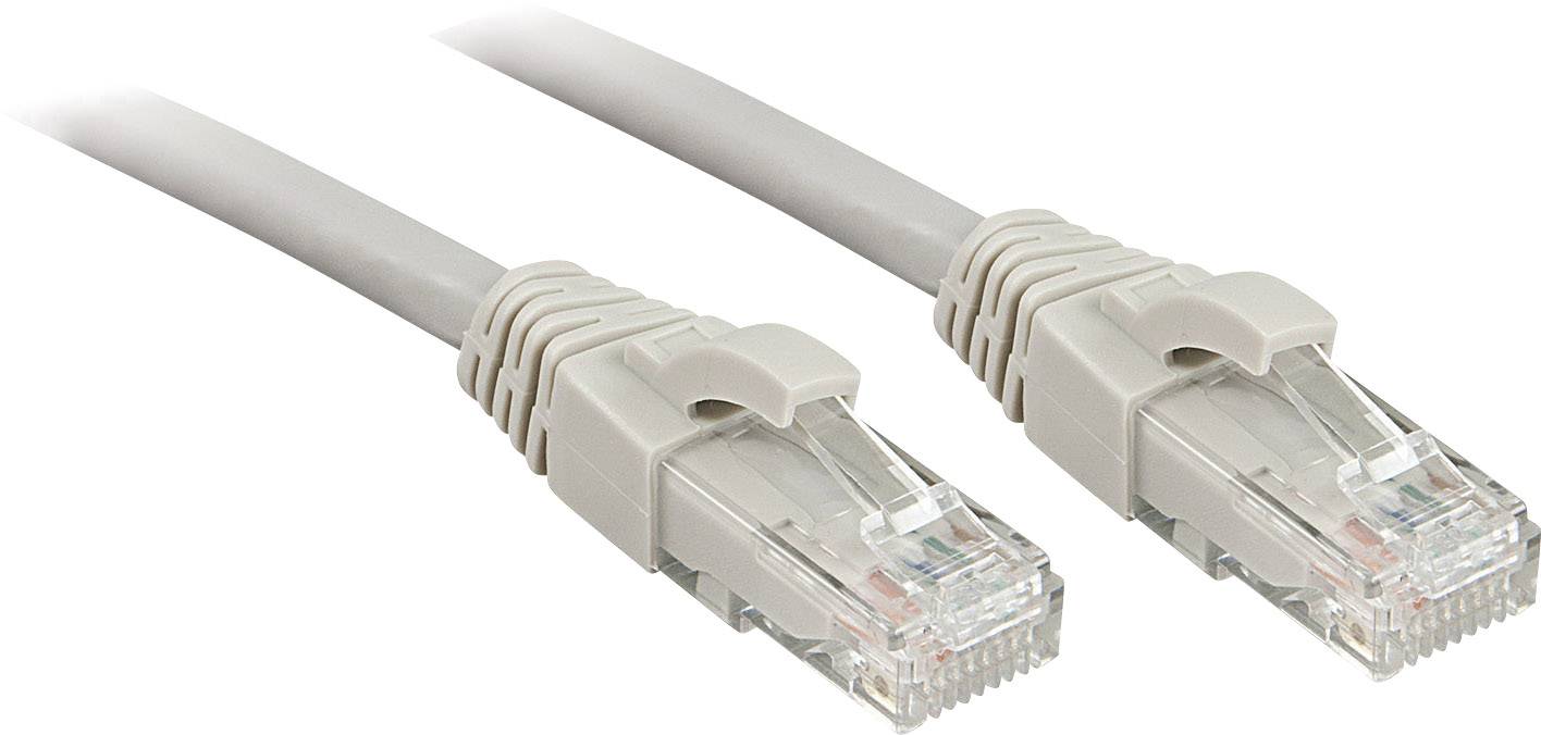 LINDY 45403 RJ45 Netzwerkkabel, Patchkabel CAT 6 U/UTP 2.00 m Grau mit Rastnasenschutz 1 St.