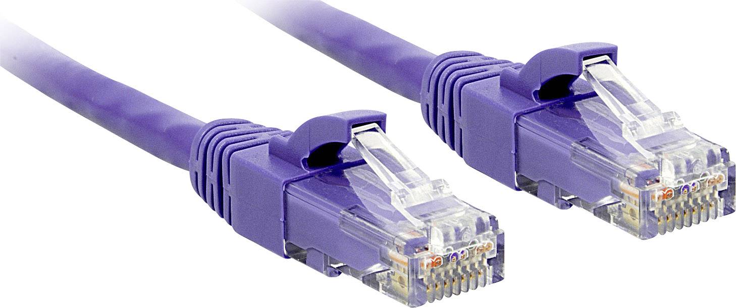 LINDY 48120 RJ45 Netzwerkkabel, Patchkabel CAT 6 U/UTP 0.30 m Violett mit Rastnasenschutz 1 St.