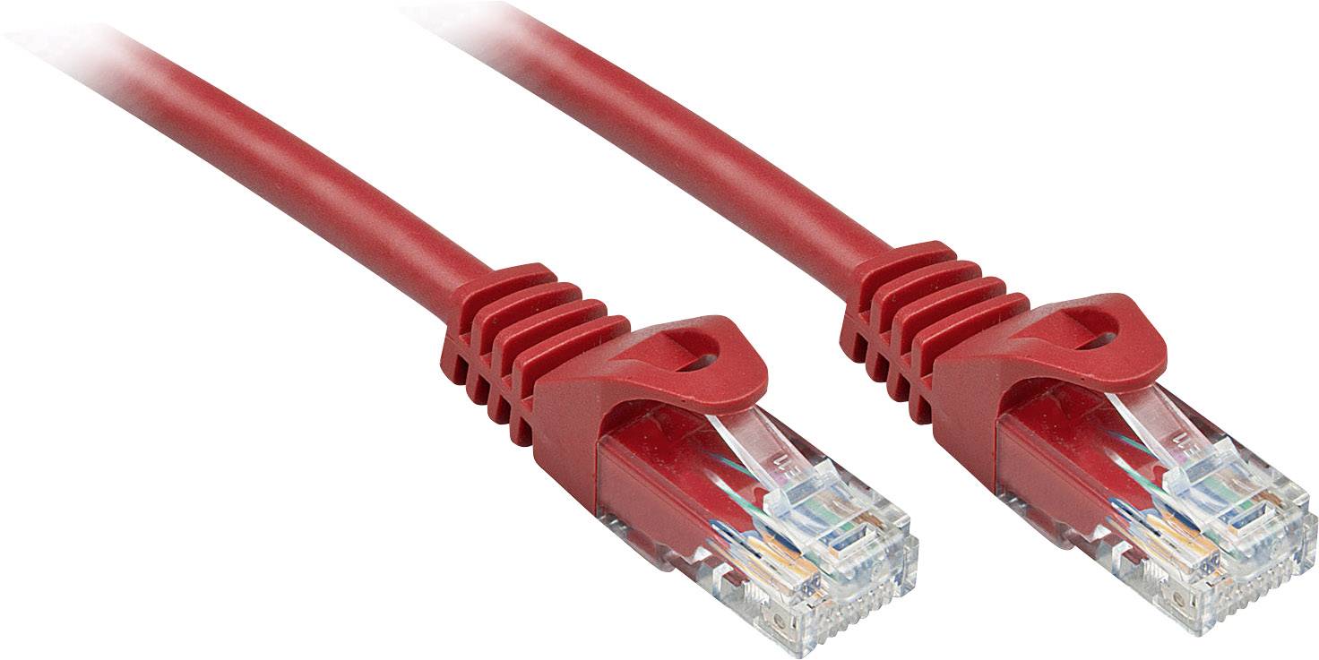 LINDY 48184 RJ45 Netzwerkkabel, Patchkabel CAT 6 U/UTP 3.00 m Rot mit Rastnasenschutz 1 St.