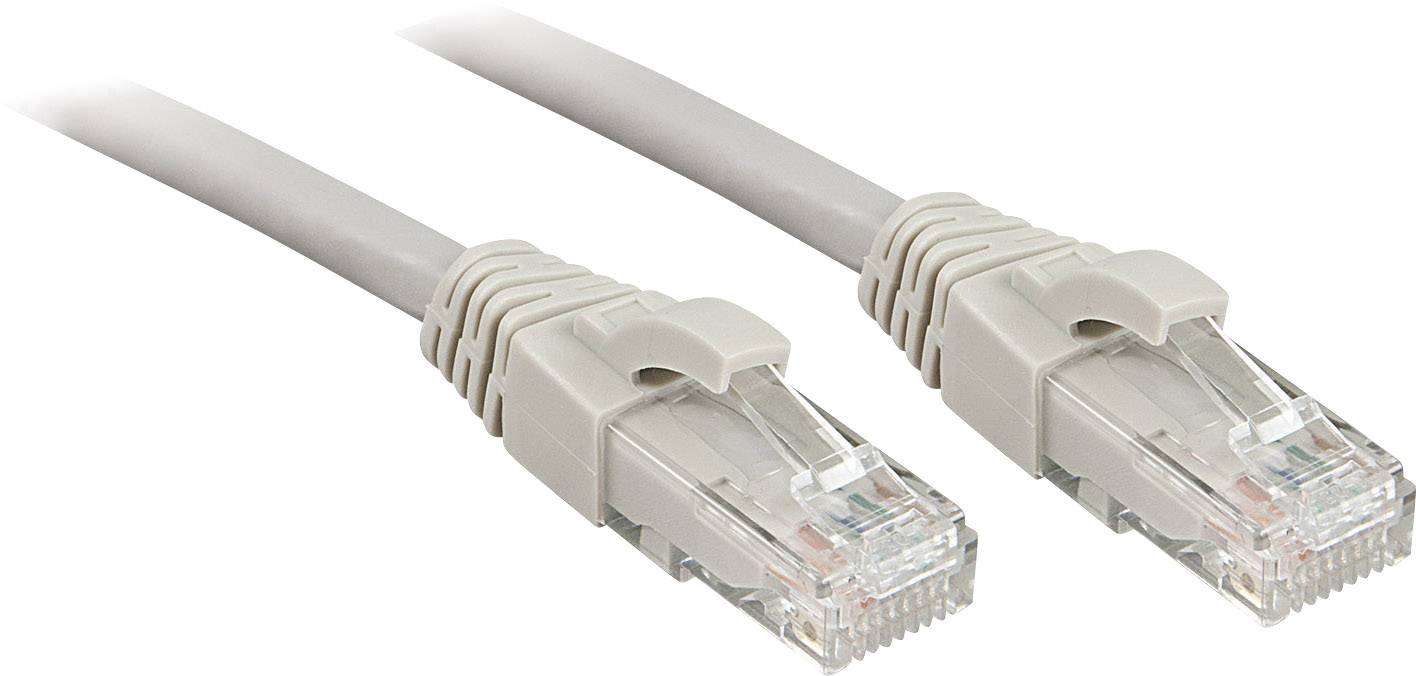 Zwei graue Ethernet-Kabel mit RJ45-Steckern auf weißem Hintergrund.