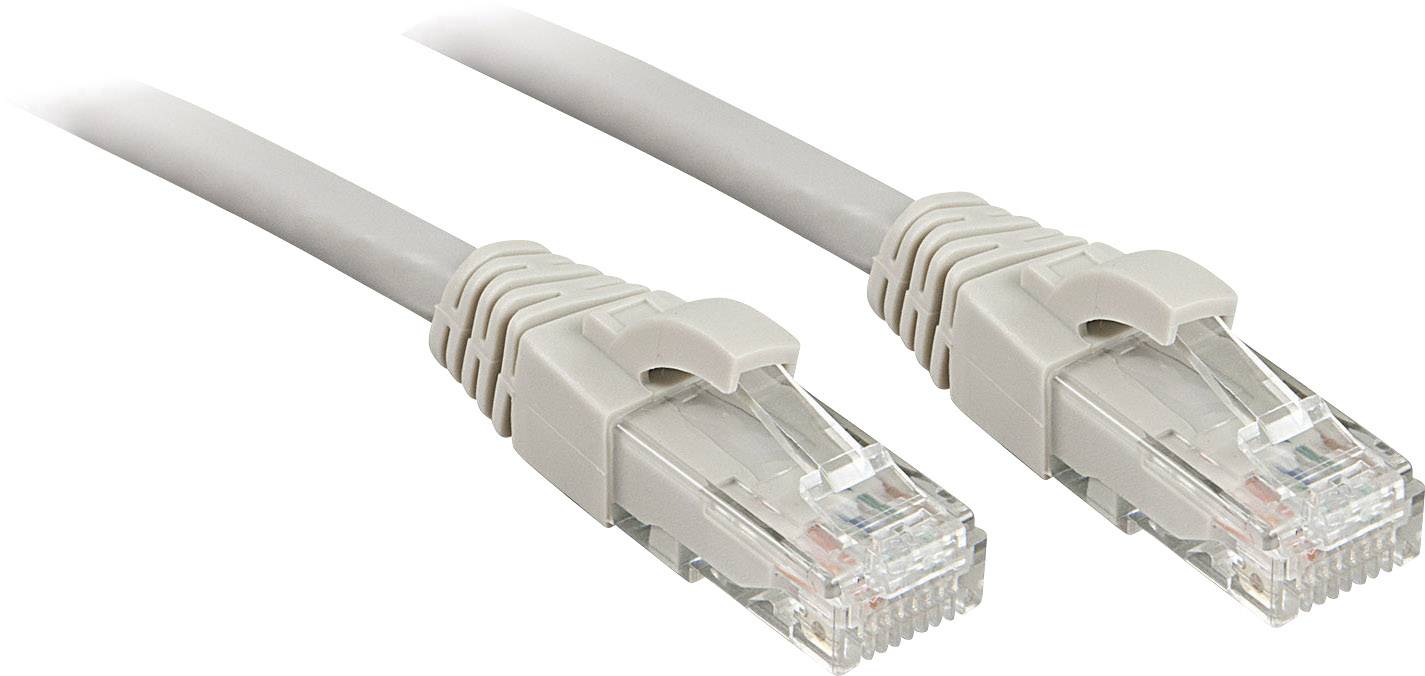 LINDY 45400 RJ45 Patchkabel CAT 6 U/UTP 0.30 m Grau mit Rastnasenschutz 1 St.