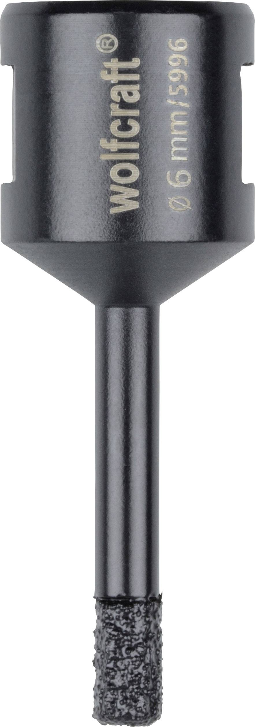 Bohrkrone von Wolfcraft, Durchmesser 6 mm, geeignet für präzises Bohren in harten Materialien wie Fliesen oder Granit.