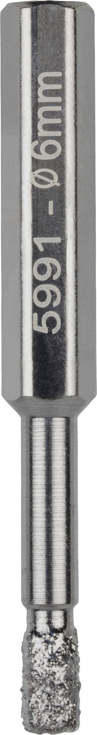 Metallbohrer mit diamantbeschichtetem Kopf, geeignet für präzises Bohren in harte Materialien; Aufschrift: '5901 - 6,0 mm'.