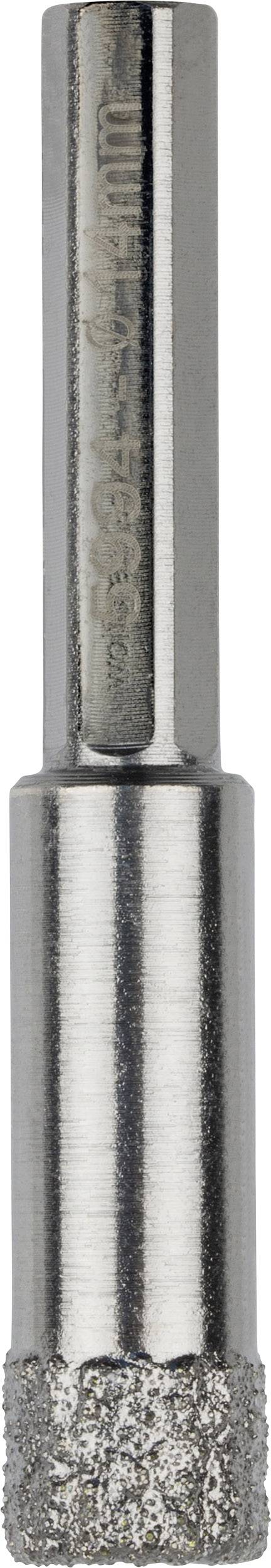Ein diamantbeschichteter Bohrer, geeignet für präzises Bohren in harte Materialien wie Fliesen und Glas. Zylindrische Form mit geriffeltem Schaft.