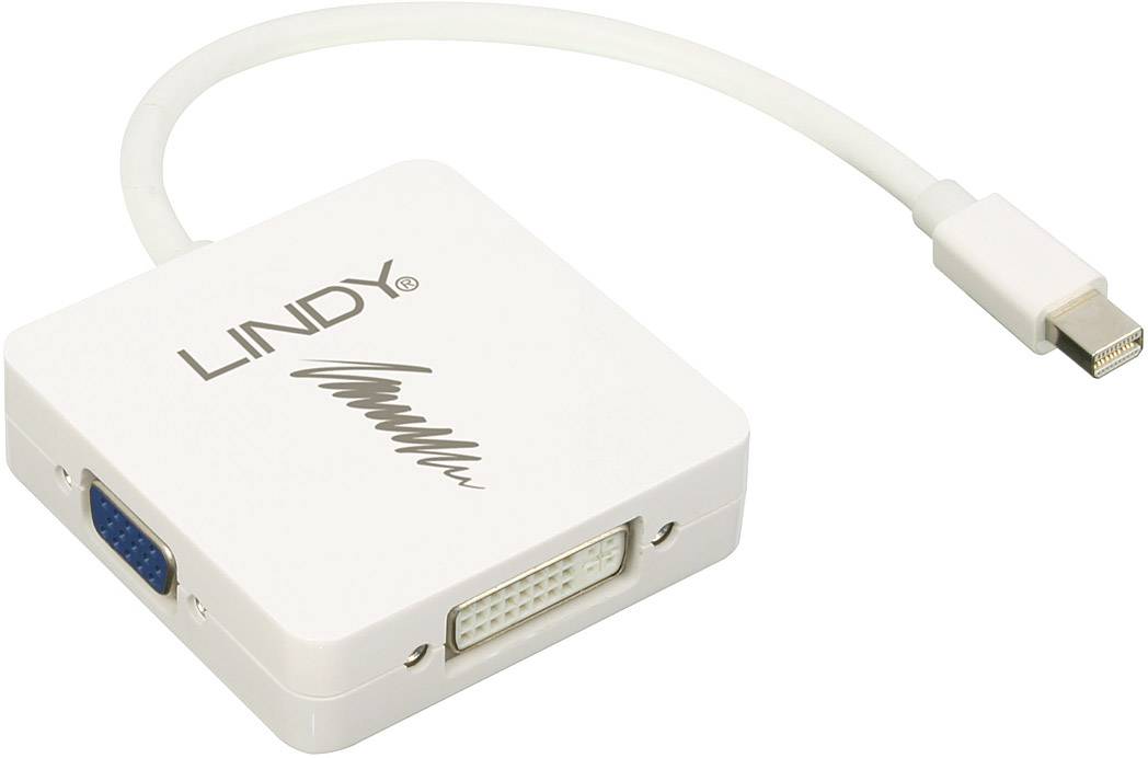 LINDY 41035 Adapterkabel [1x Mini-DisplayPort Stecker - 1x HDMI-Buchse, DVI-Buchse 24+5pol., VGA-Buchse] Weiß 20.00 cm